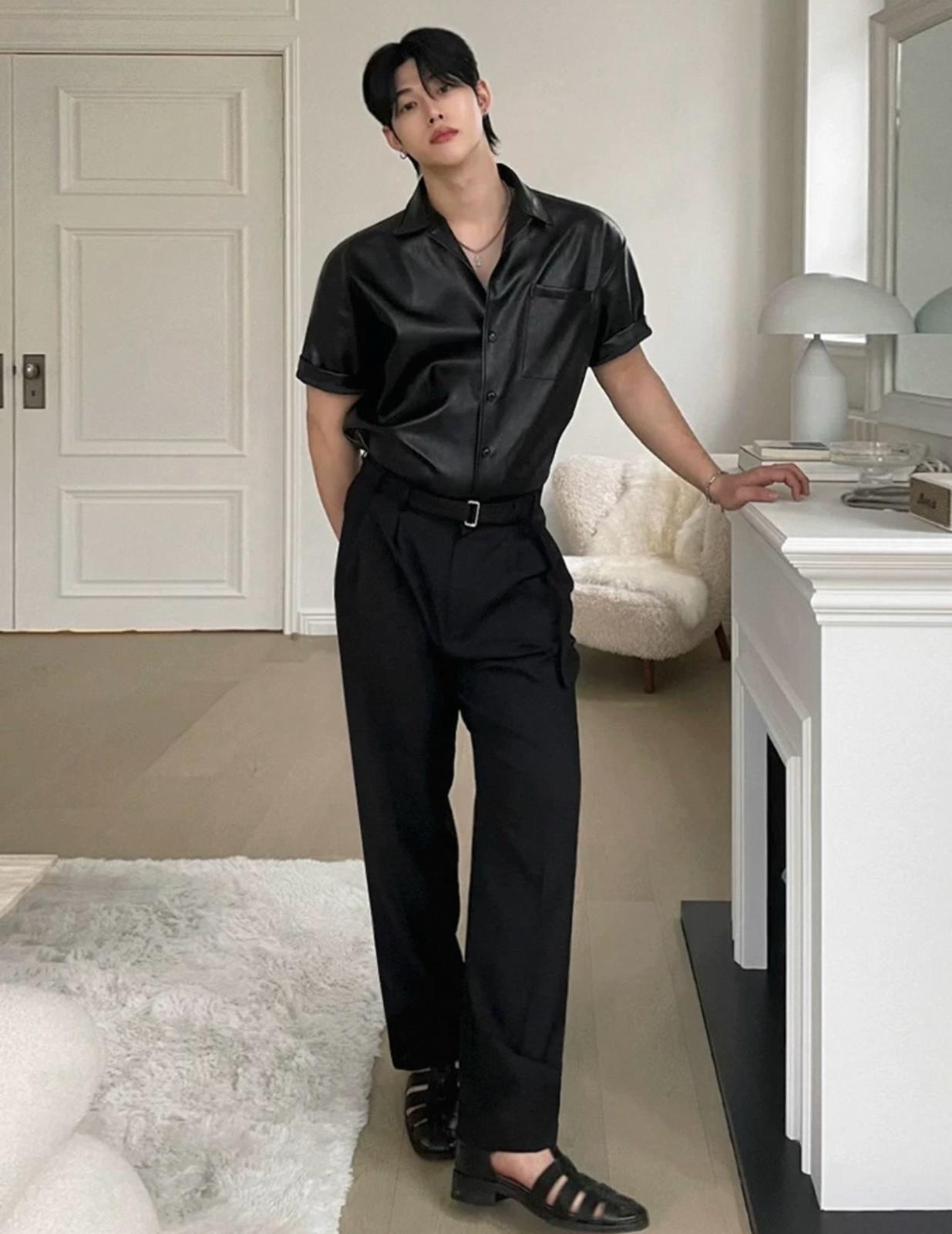 Button Up Short Sleeves (Leather)