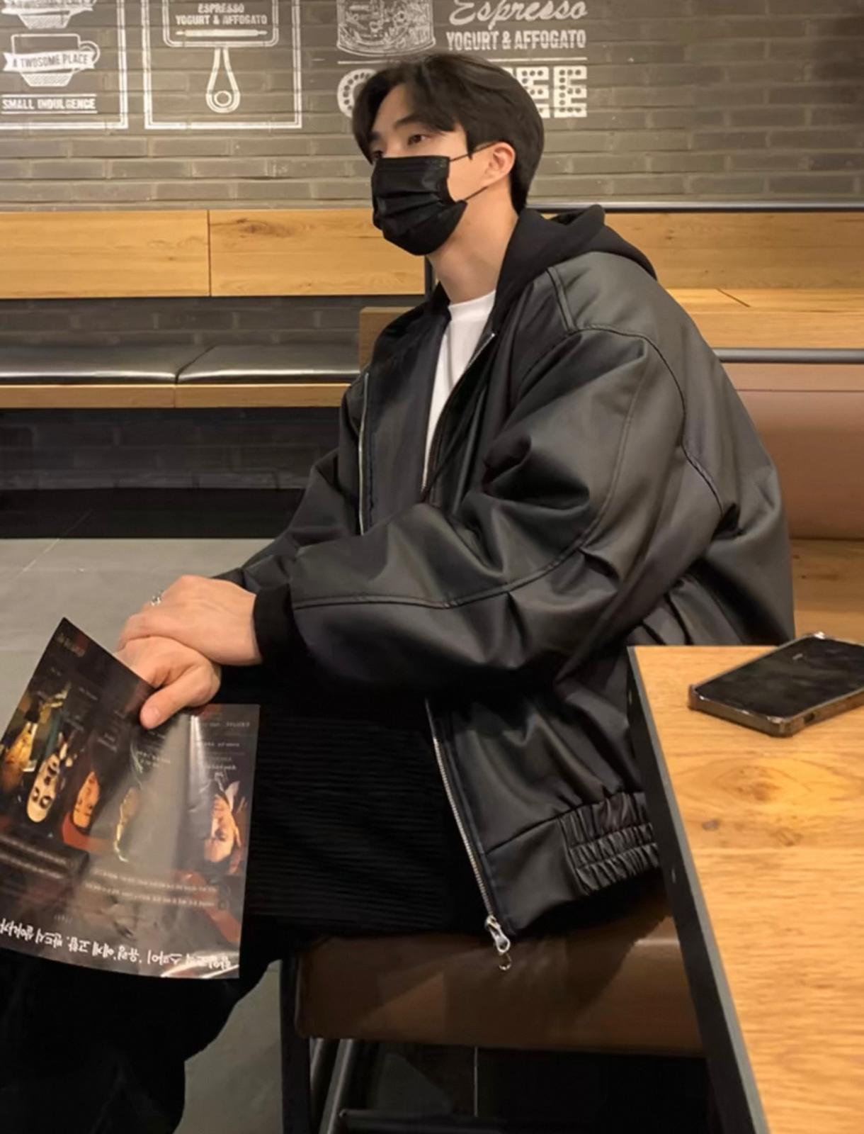 Leathered Hoodie (Both Way Zippers)
