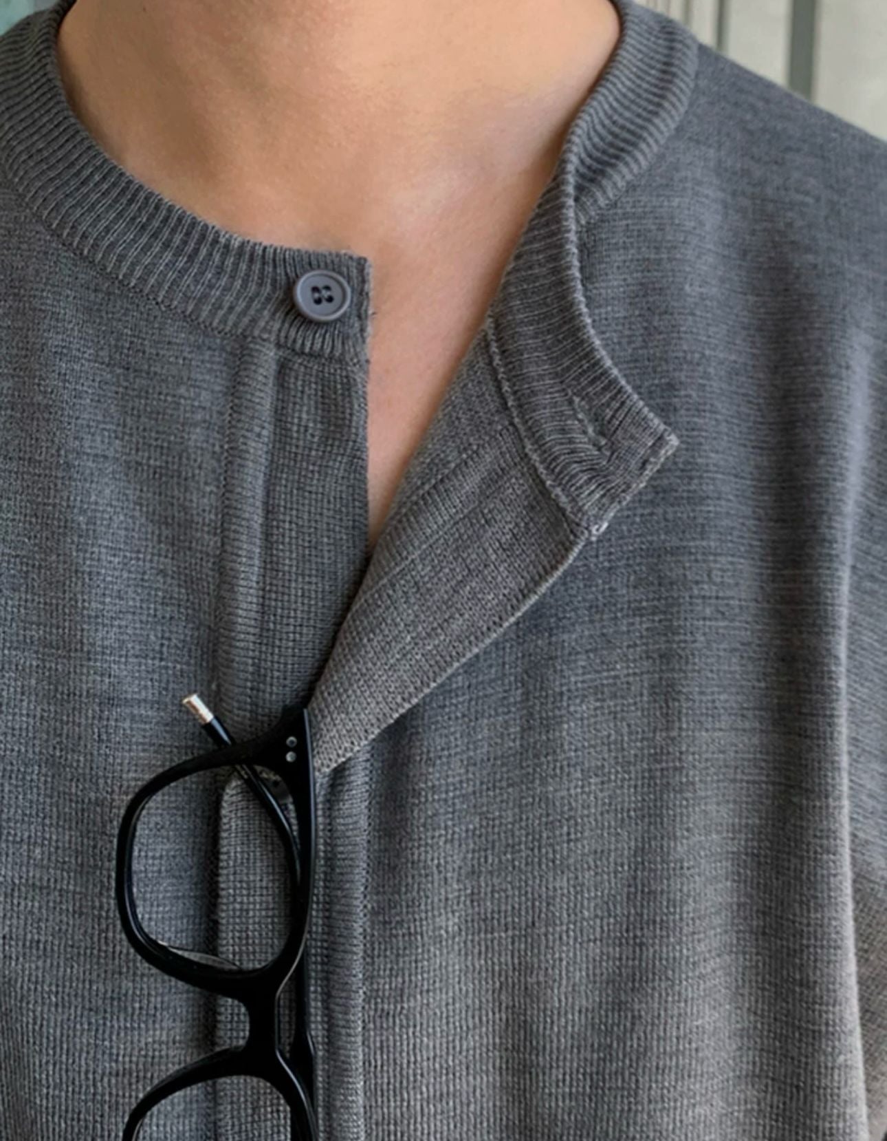 Knitted Short Sleeve Button Up