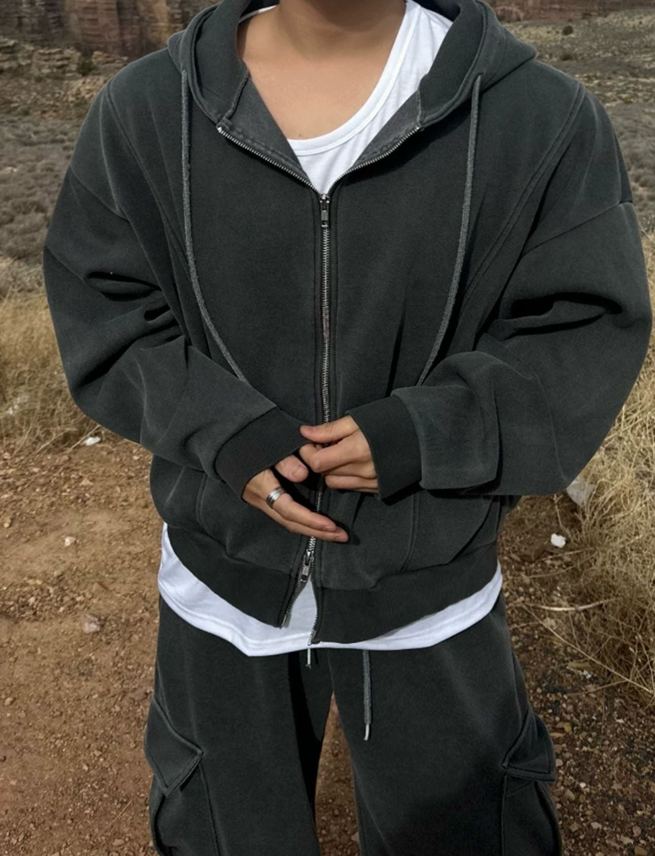 Grey Hoodie (Both way Zippers)