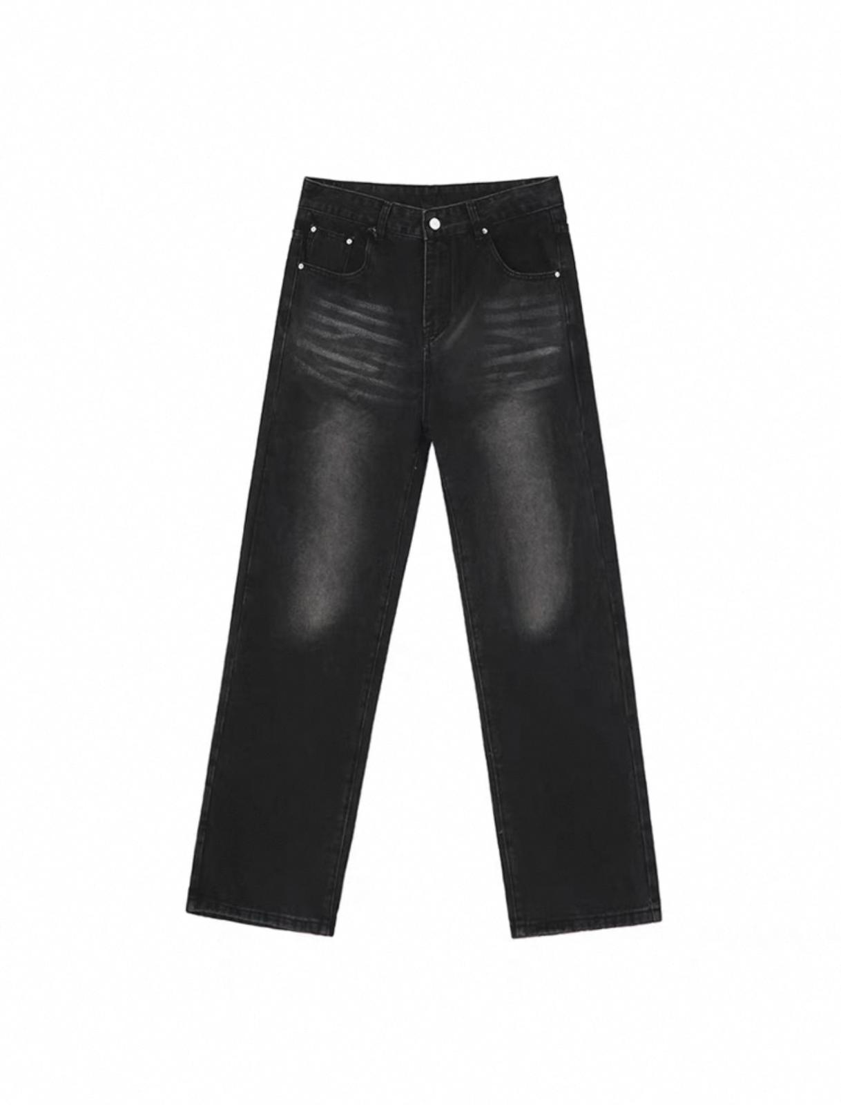Black Vintage White Patch Jeans