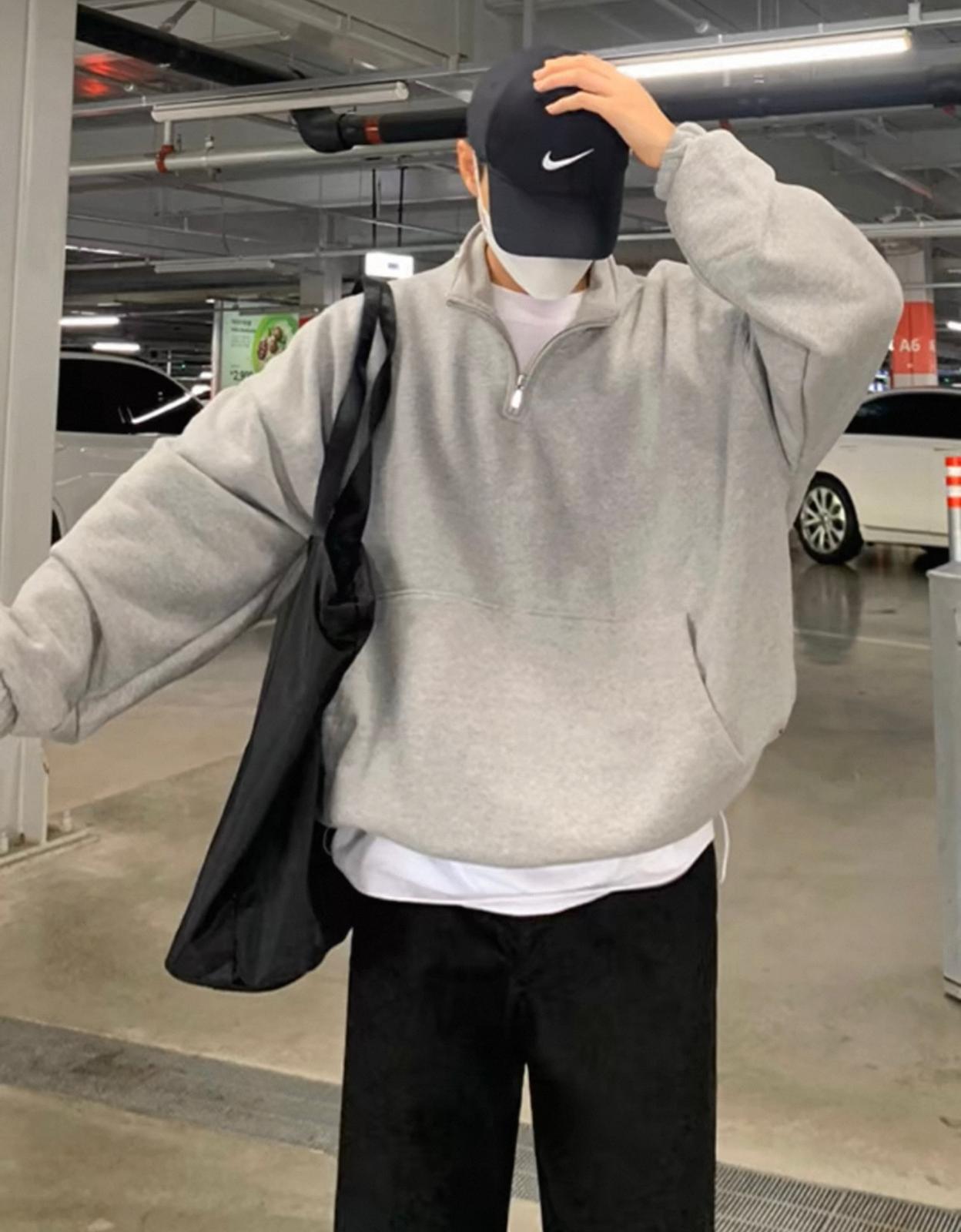 Grey Pullover Zipper Jacket