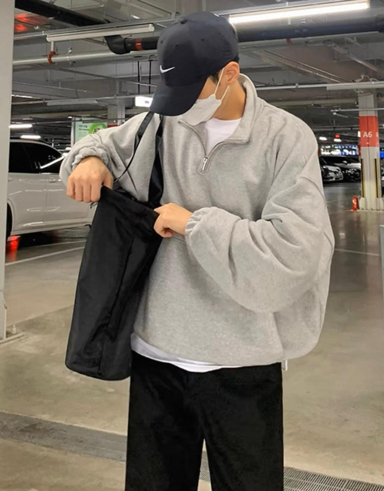 Grey Pullover Zipper Jacket