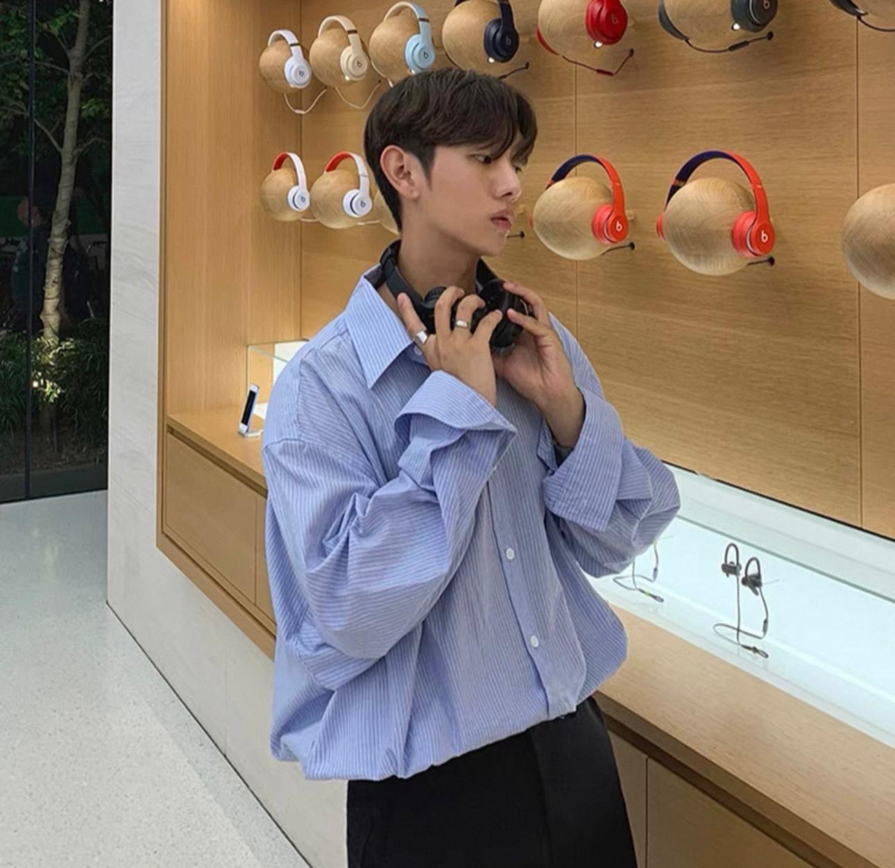 Long Sleeve Button Up Blue Shirt