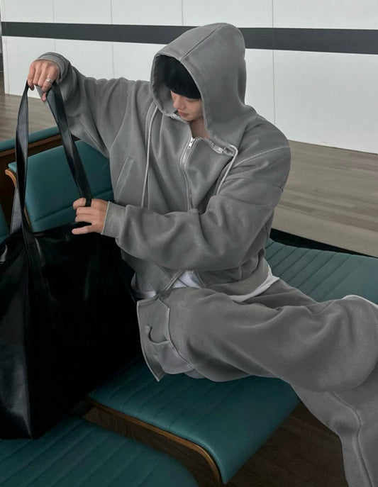 Grey Hoodie (Both way Zippers)
