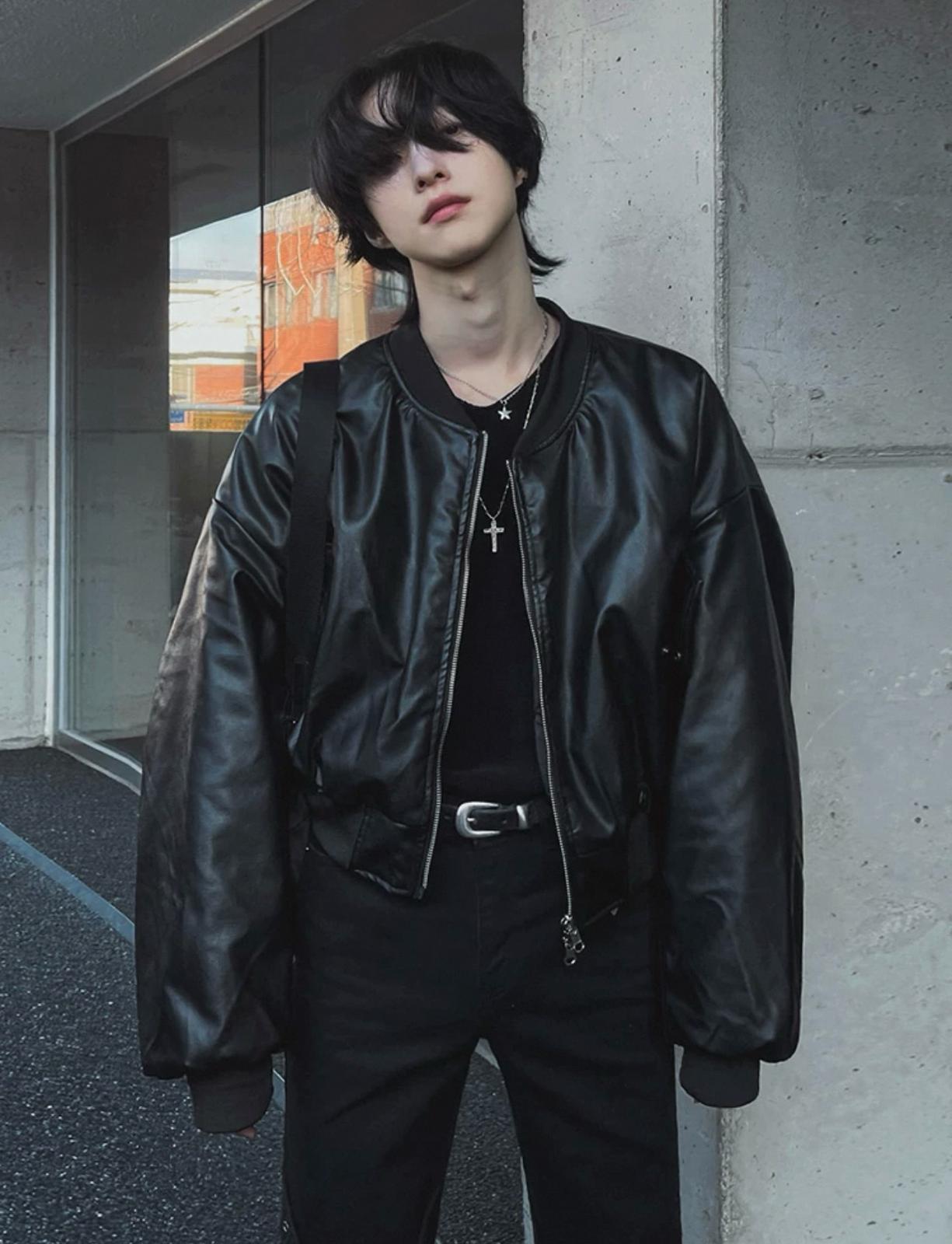 Oversize Leather Jacket (Both Way Zippers)