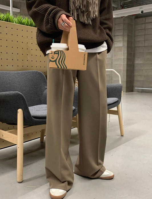 Brown Formal Oversize Long Pants
