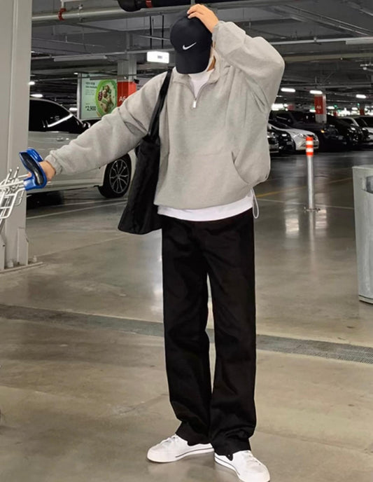Grey Pullover Zipper Jacket