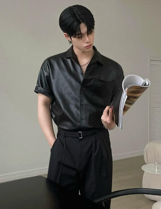 Button Up Short Sleeves (Leather)