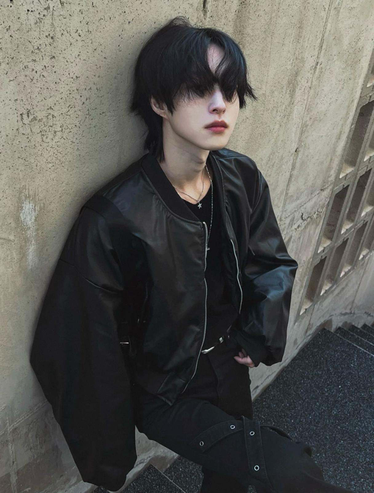 Oversize Leather Jacket (Both Way Zippers)