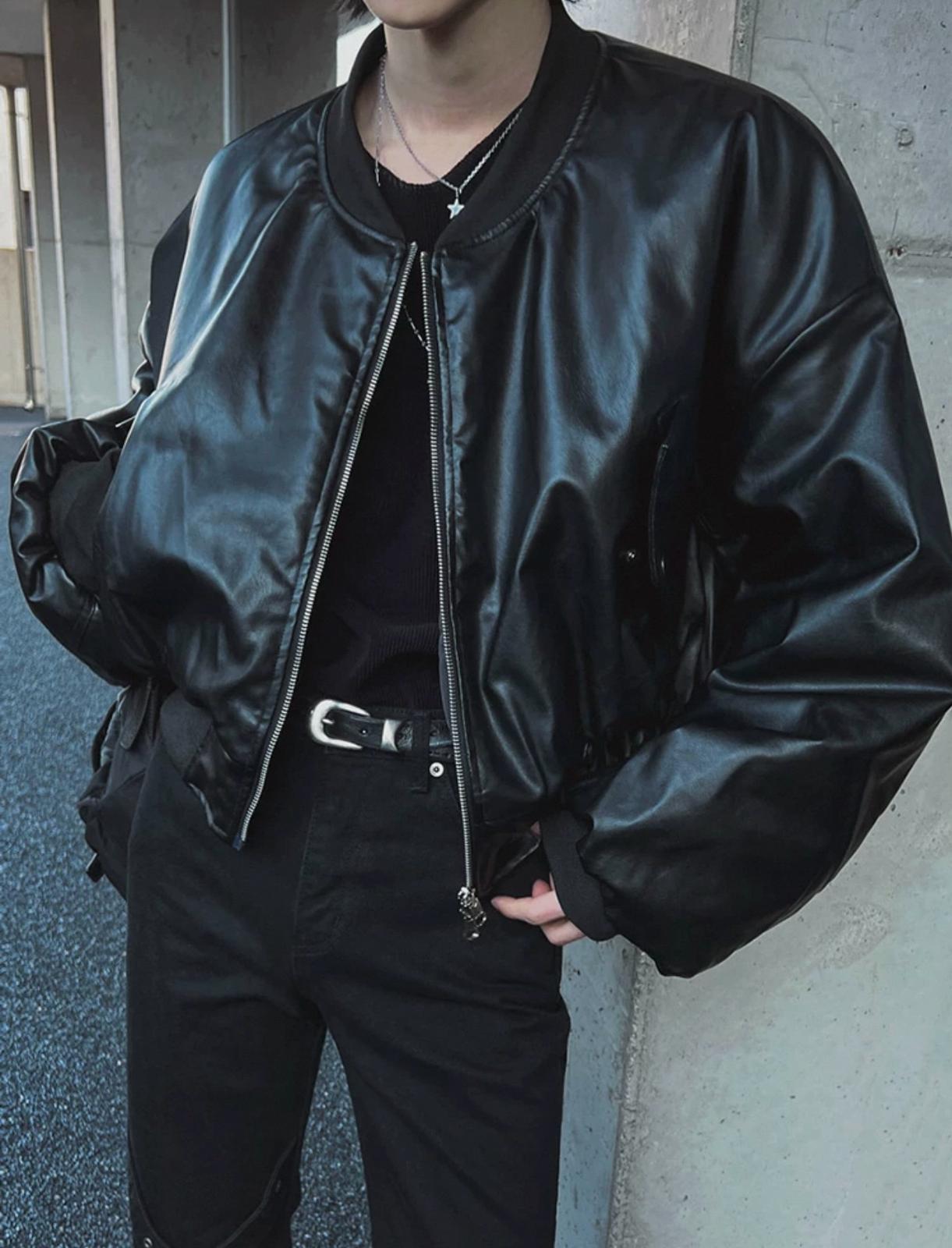 Oversize Leather Jacket (Both Way Zippers)