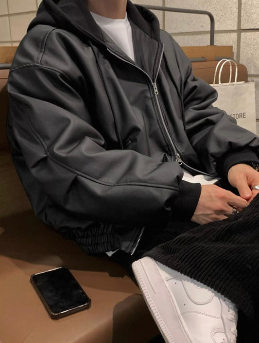 Leathered Hoodie (Both Way Zippers)