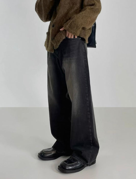 Black Vintage White Patch Jeans