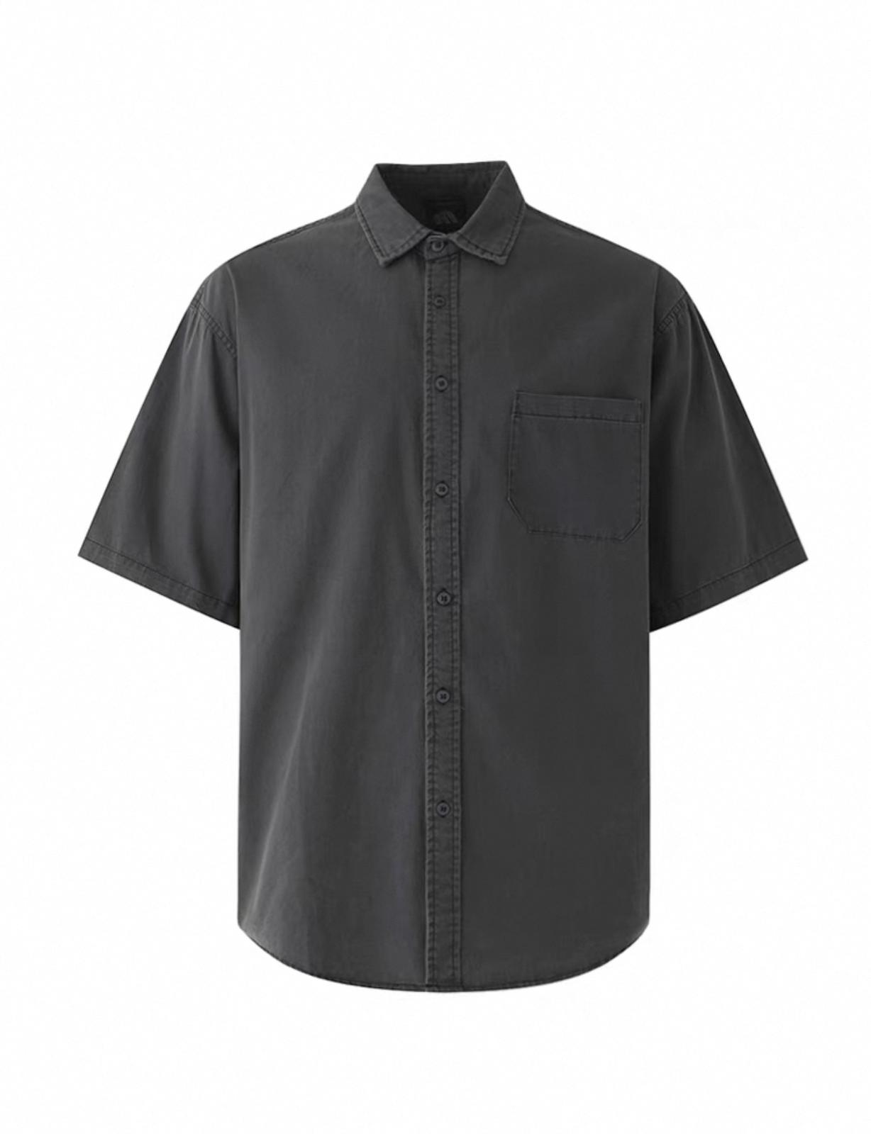 Vintage Grey Button Up Short Sleeve