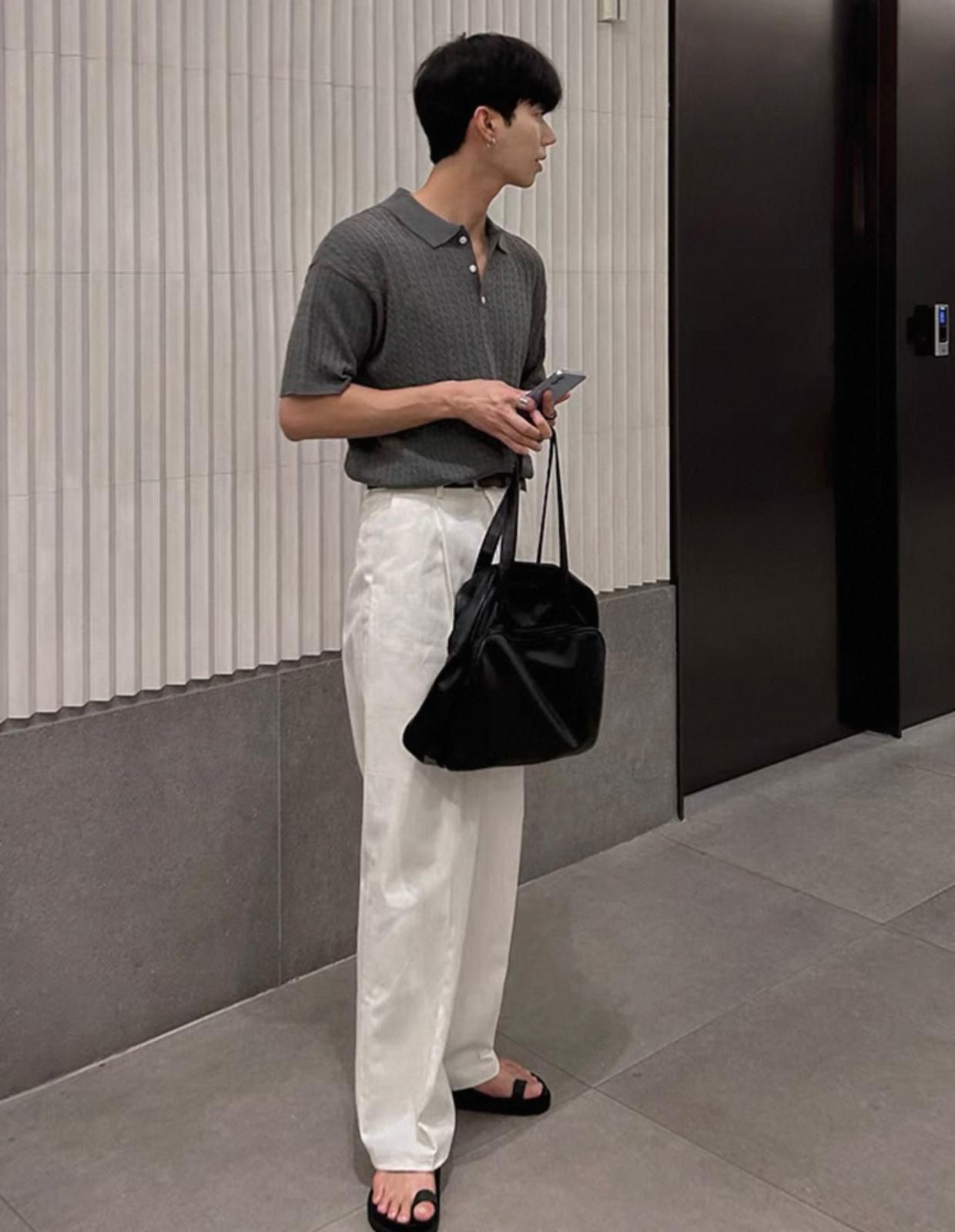 Grey Button Polo T