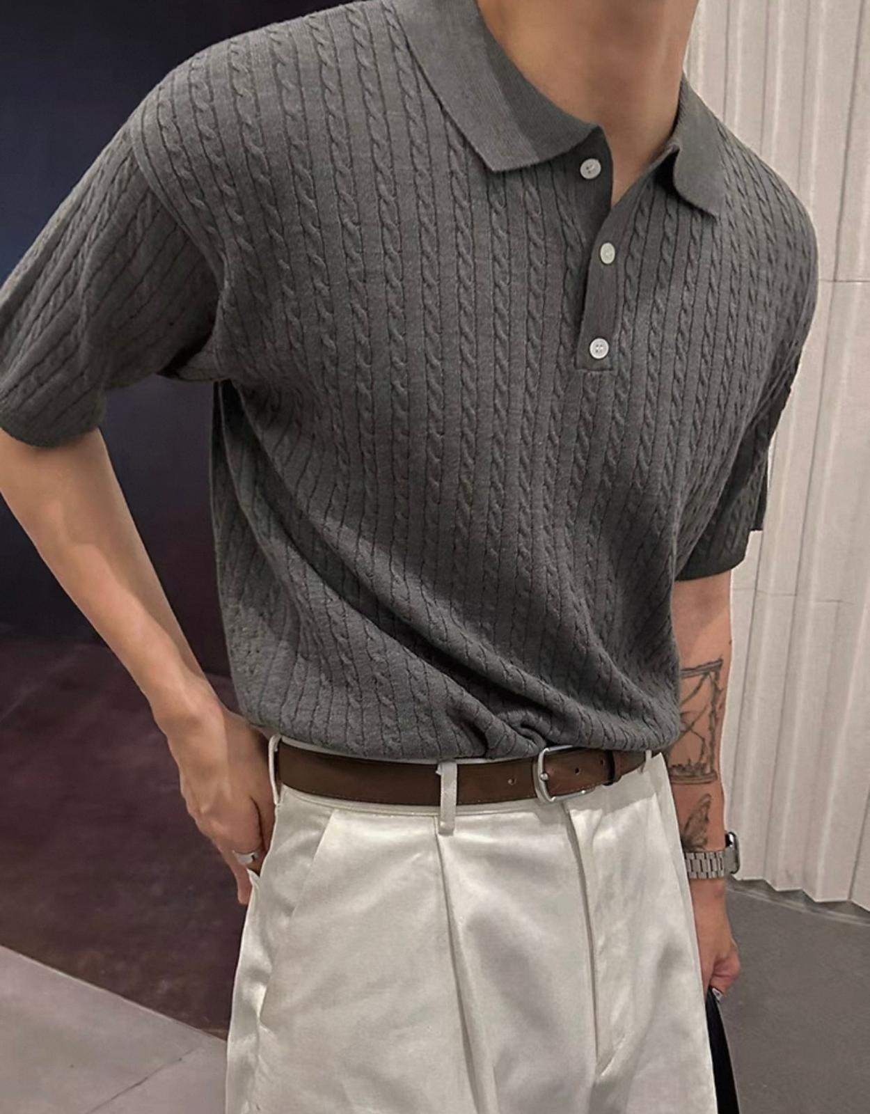 Grey Button Polo T